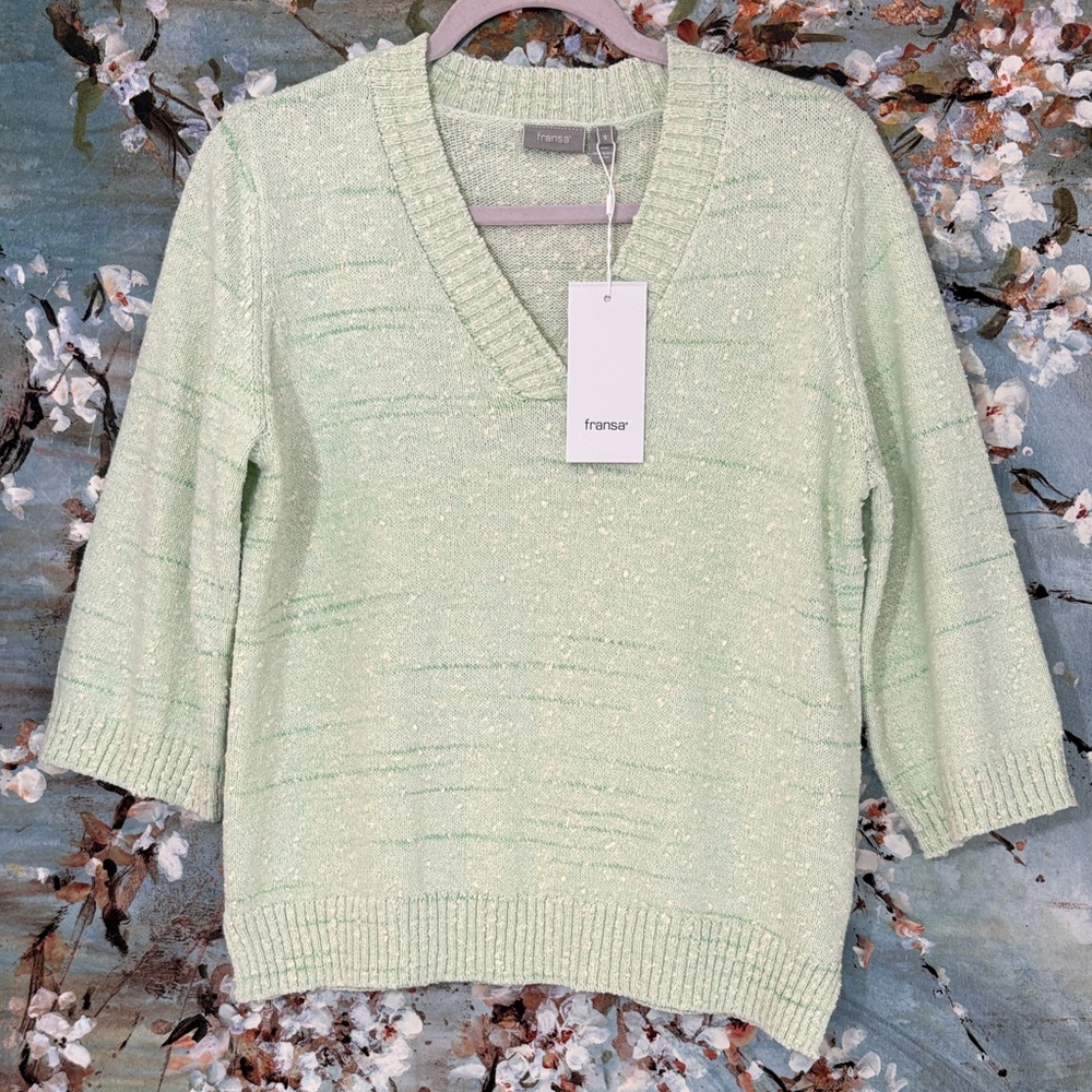 Frenzar Women's V-Neck Sweater - Light Green
